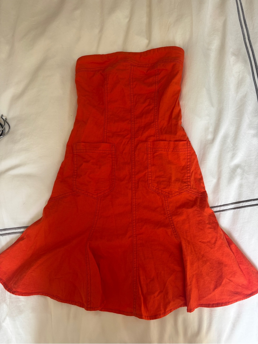 BDG Strapless Bright Red Fit-and-Flare Dress